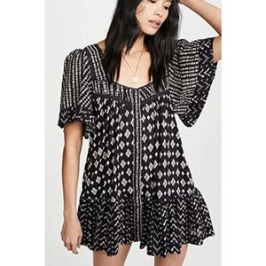 Free People Dress Womens S Black Hearts Desire Mini Flowy Pockets Boho Gypsy